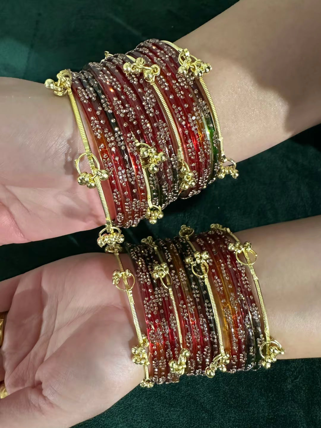 Kashmiri multi glass bangle set