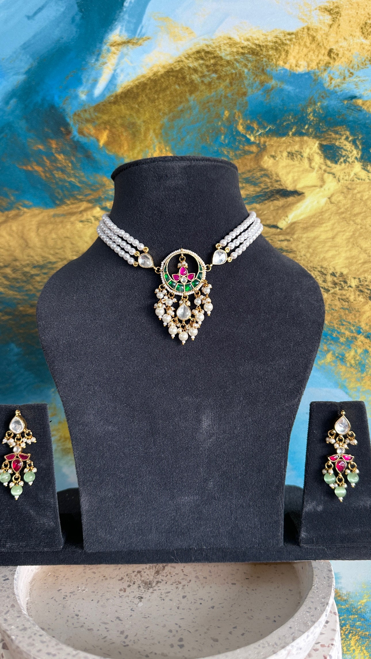 Roshni Pachi Kundan Gold Plated set