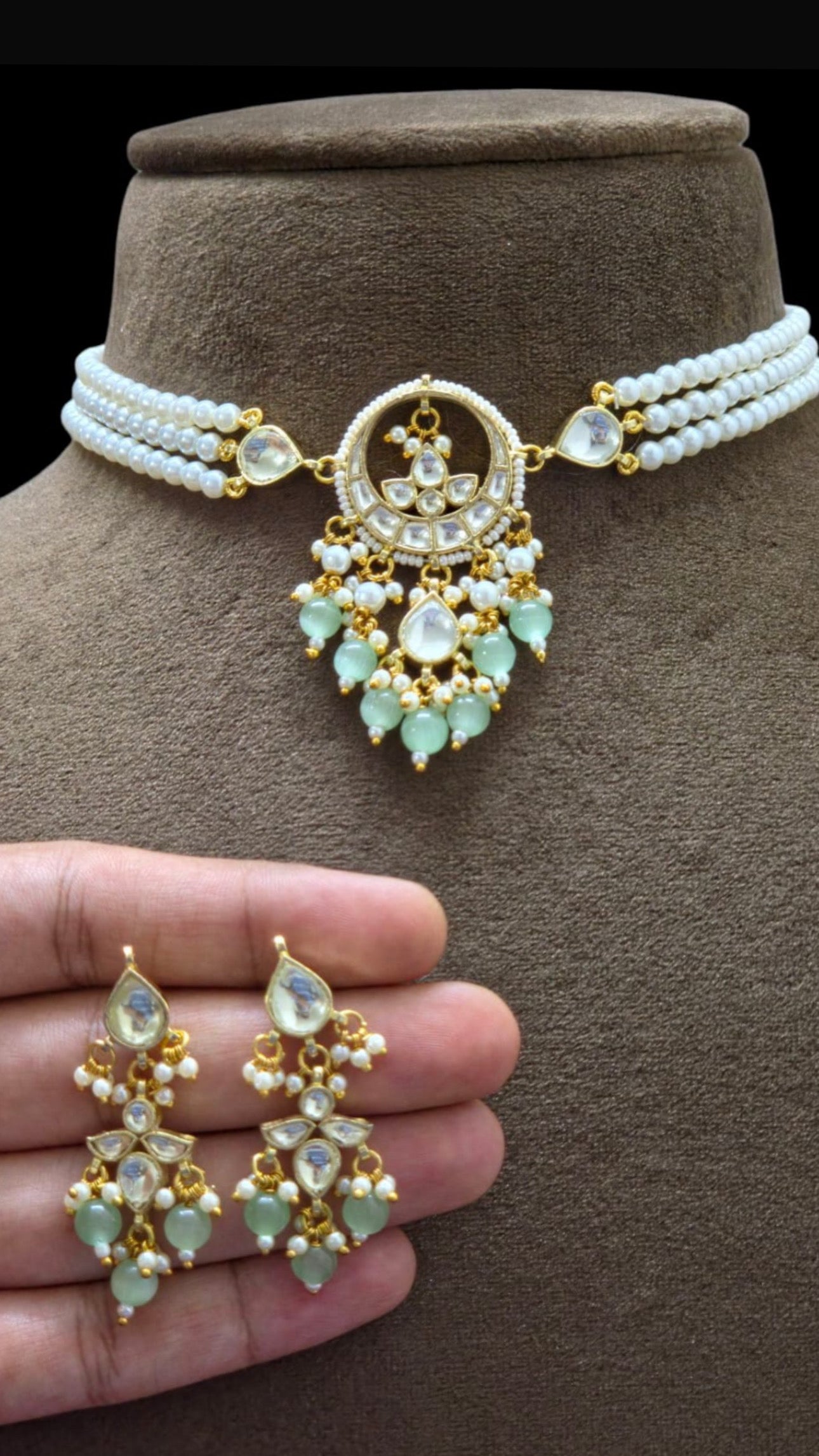 Roshni Pachi Kundan Gold Plated set