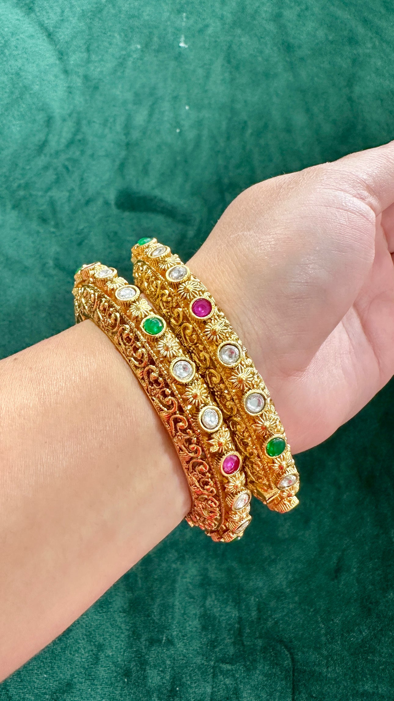 Dipa Gold Look Kangan/Kada Set Antique