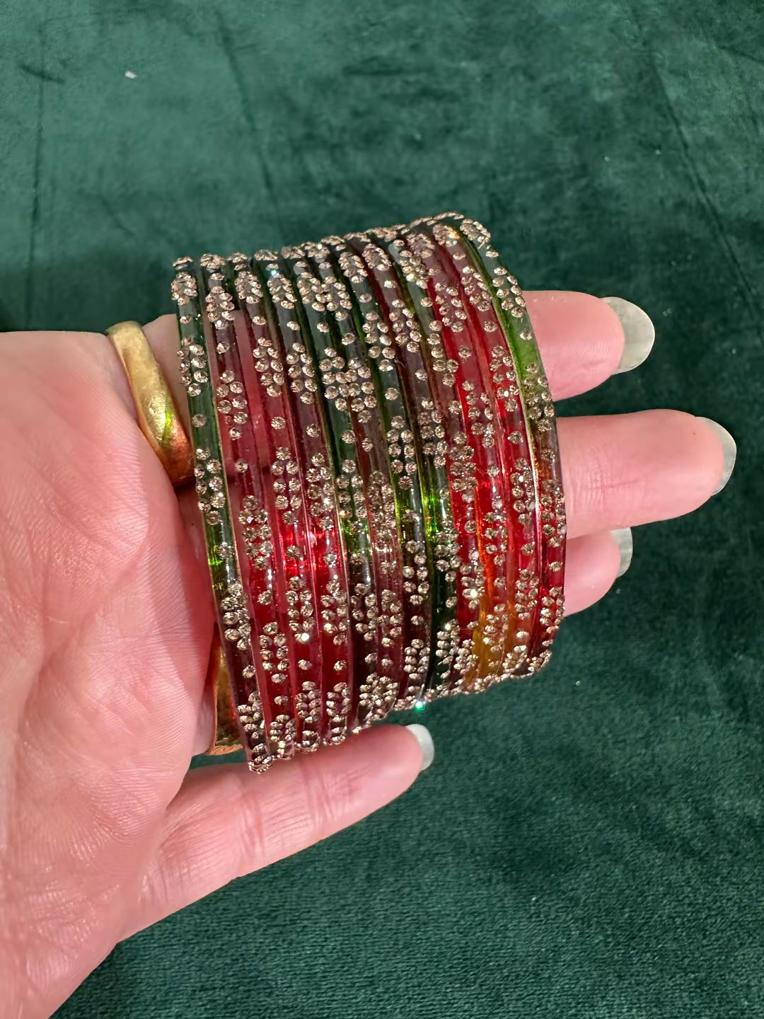 Kashmiri multi glass bangle set