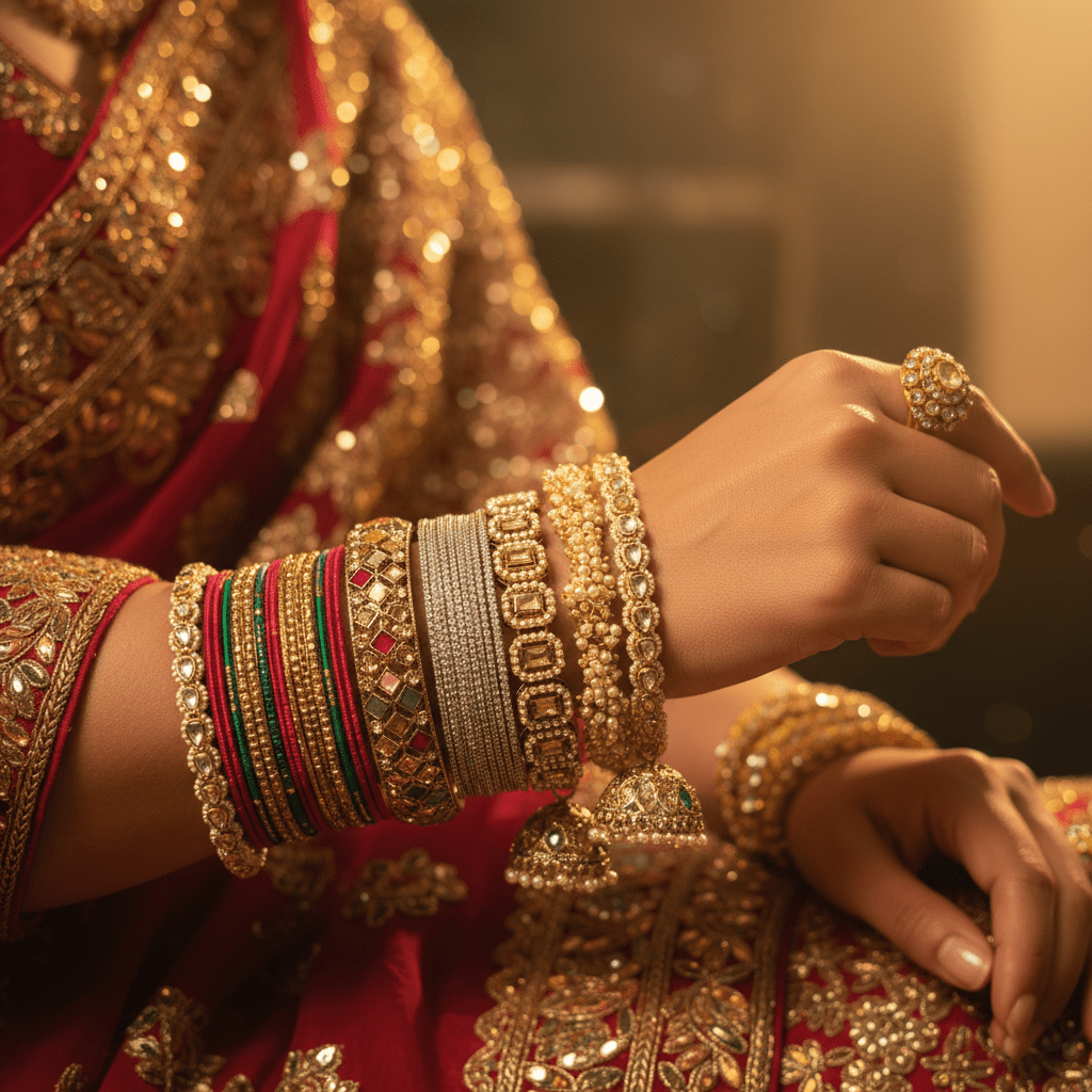 Bridal shot with exact bangles