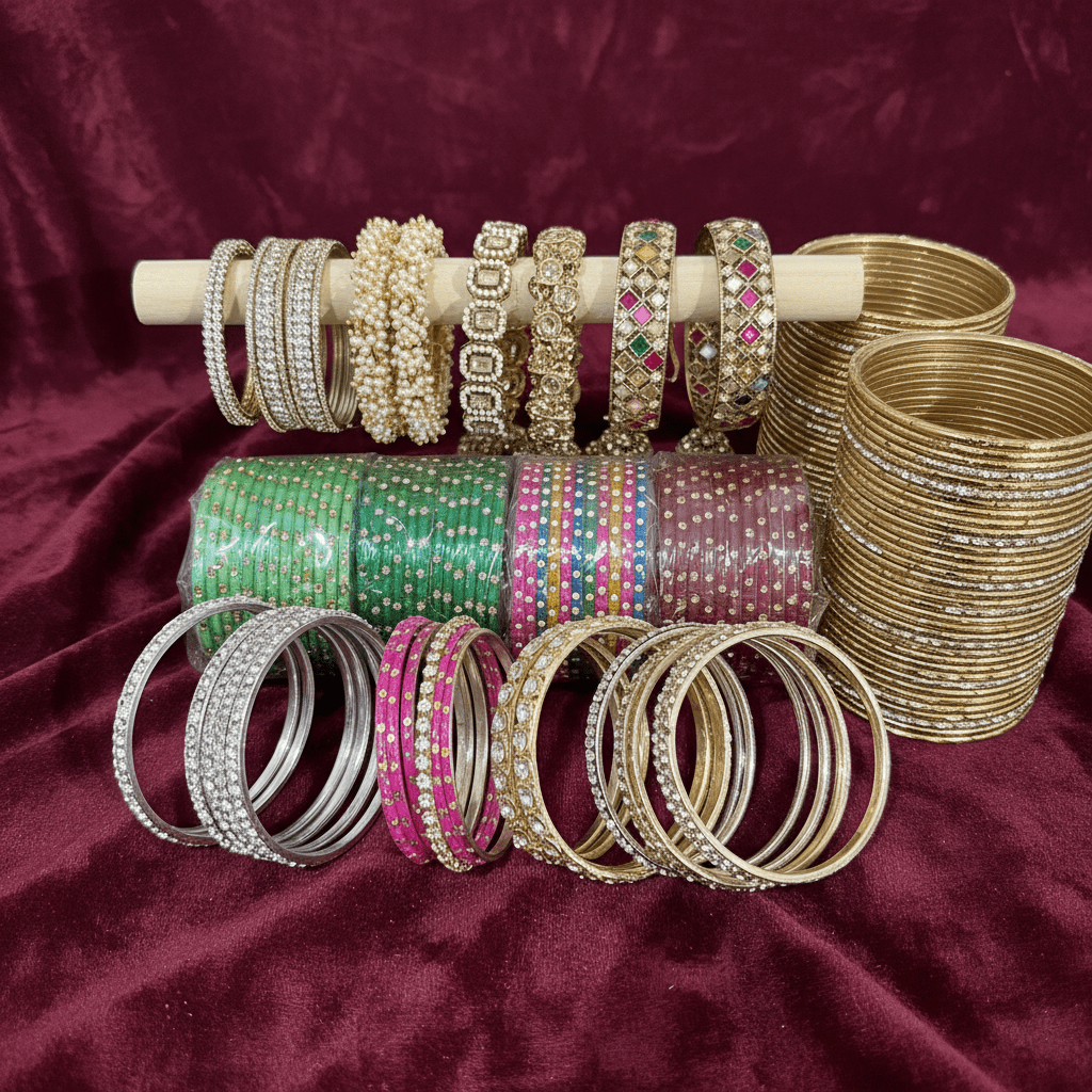Exact bangles on burgundy velvet