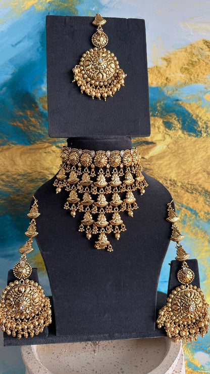 Deep- Gold plated Waterfall Chocker Set