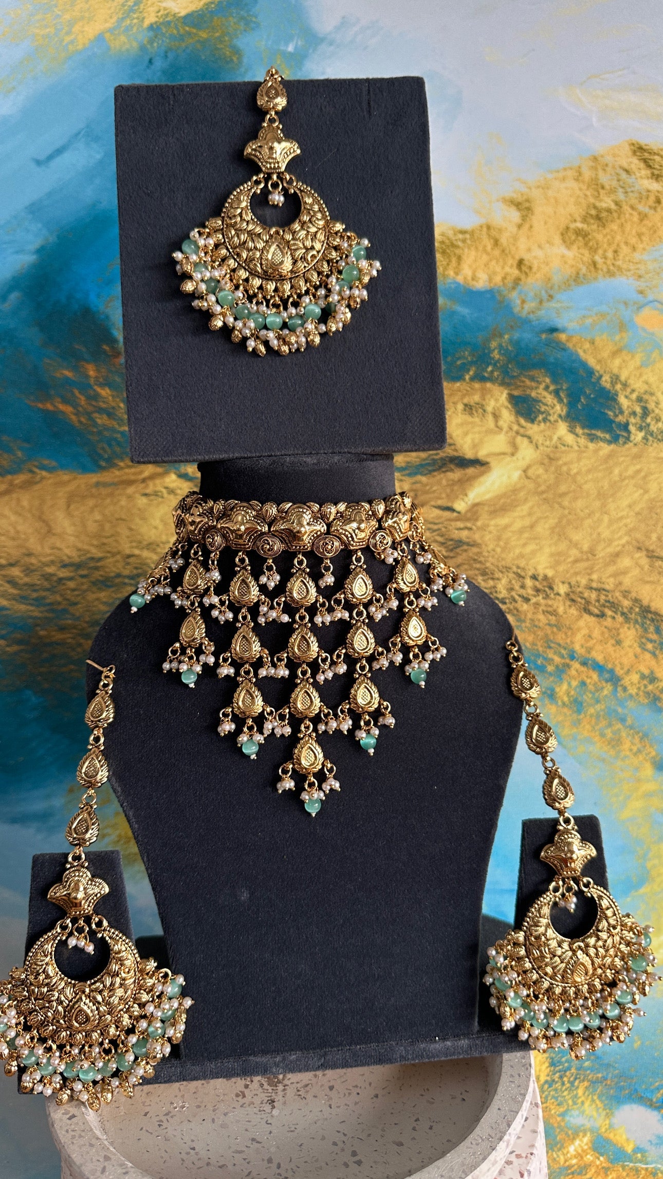 Deep- Gold plated Waterfall Chocker Set