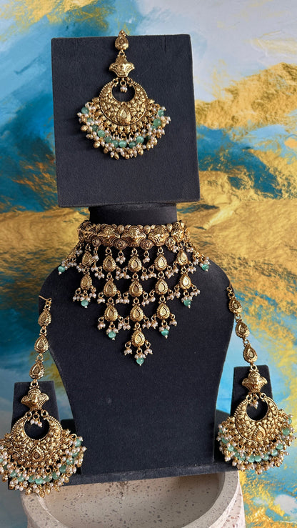 Deep- Gold plated Waterfall Chocker Set