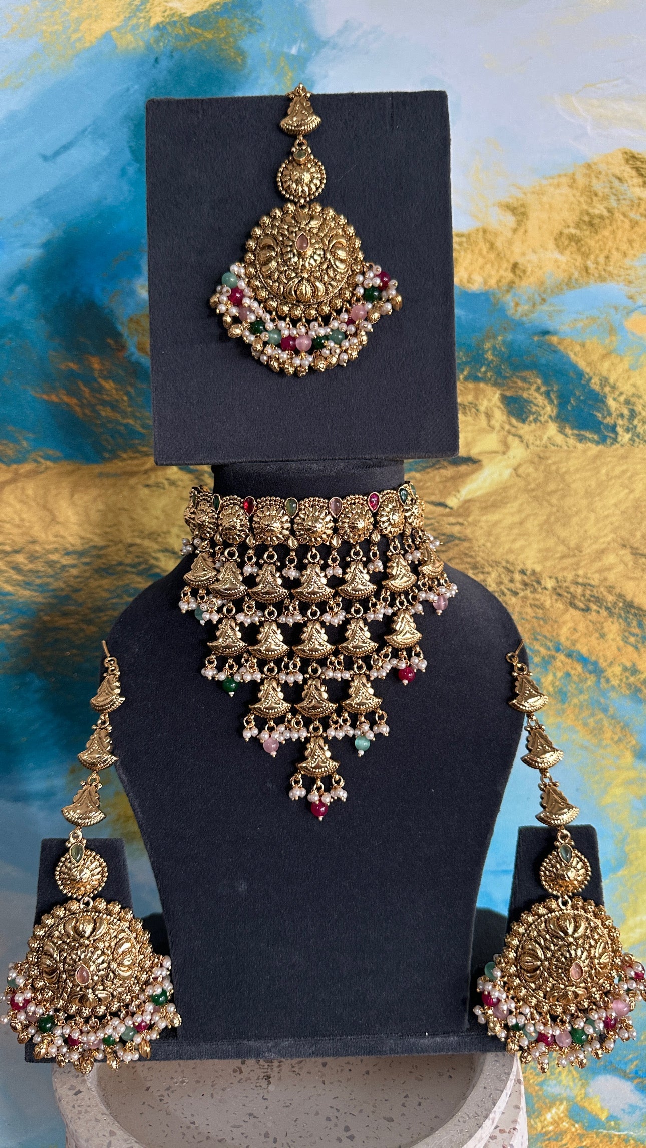 Deep- Gold plated Waterfall Chocker Set