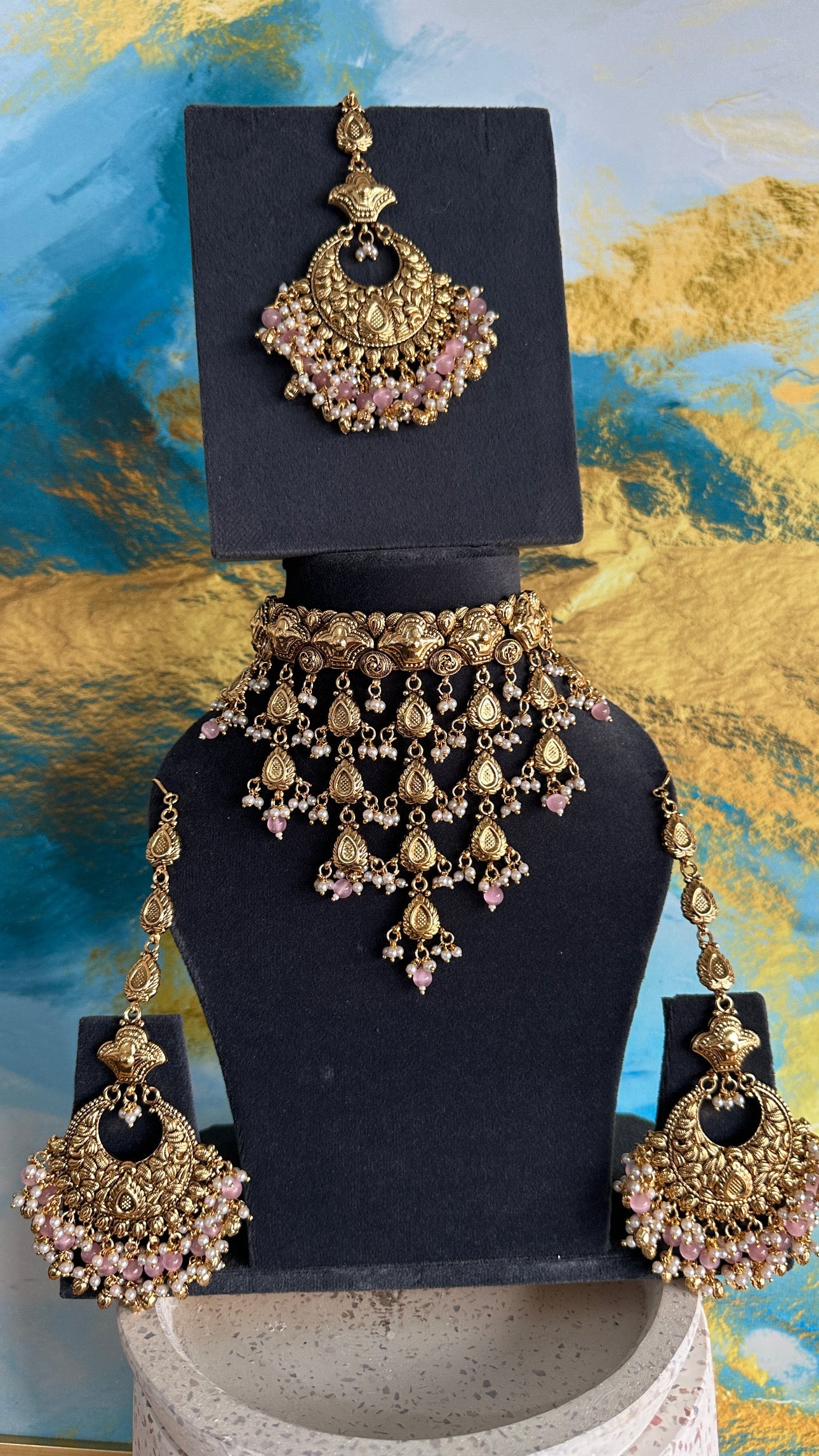 Deep- Gold plated Waterfall Chocker Set