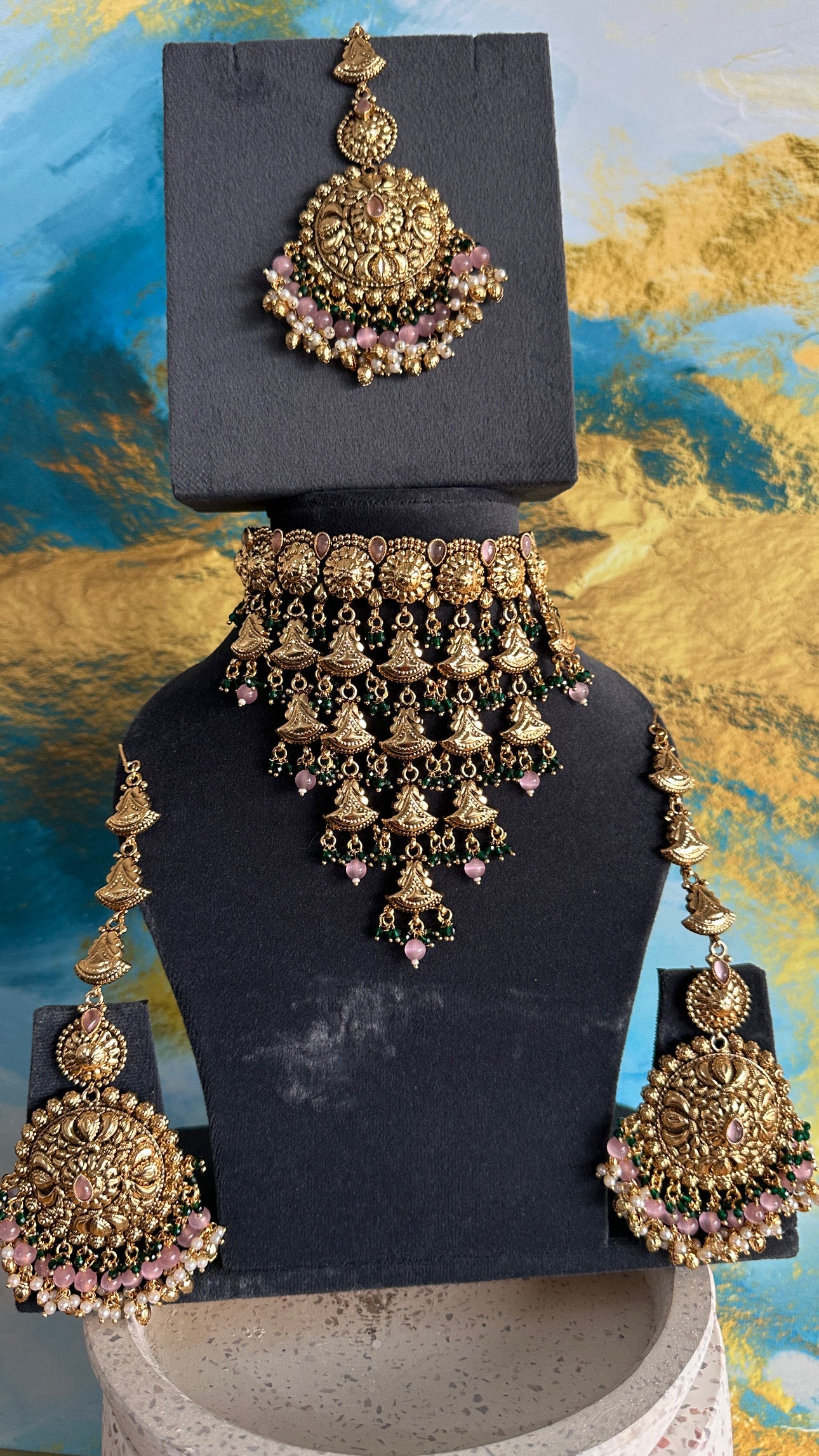 Deep- Gold plated Waterfall Chocker Set