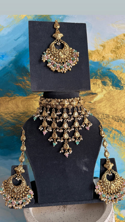 Deep- Gold plated Waterfall Chocker Set