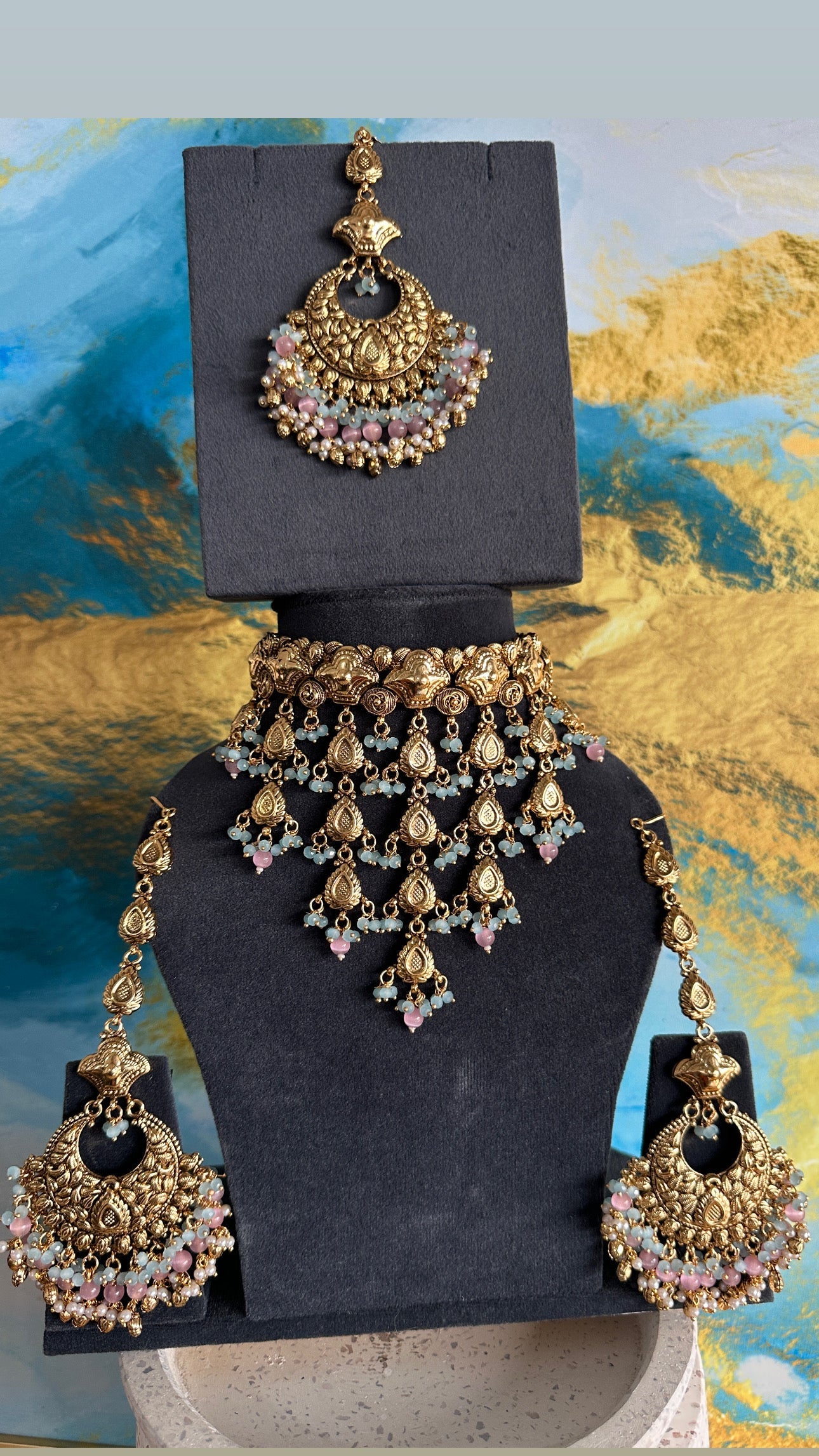 Deep- Gold plated Waterfall Chocker Set