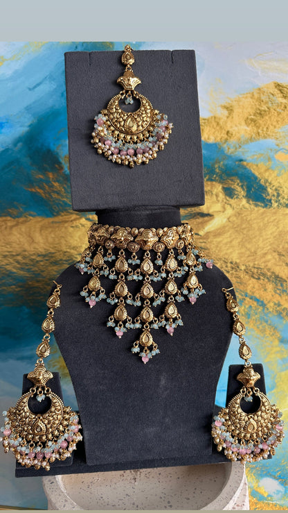 Deep- Gold plated Waterfall Chocker Set