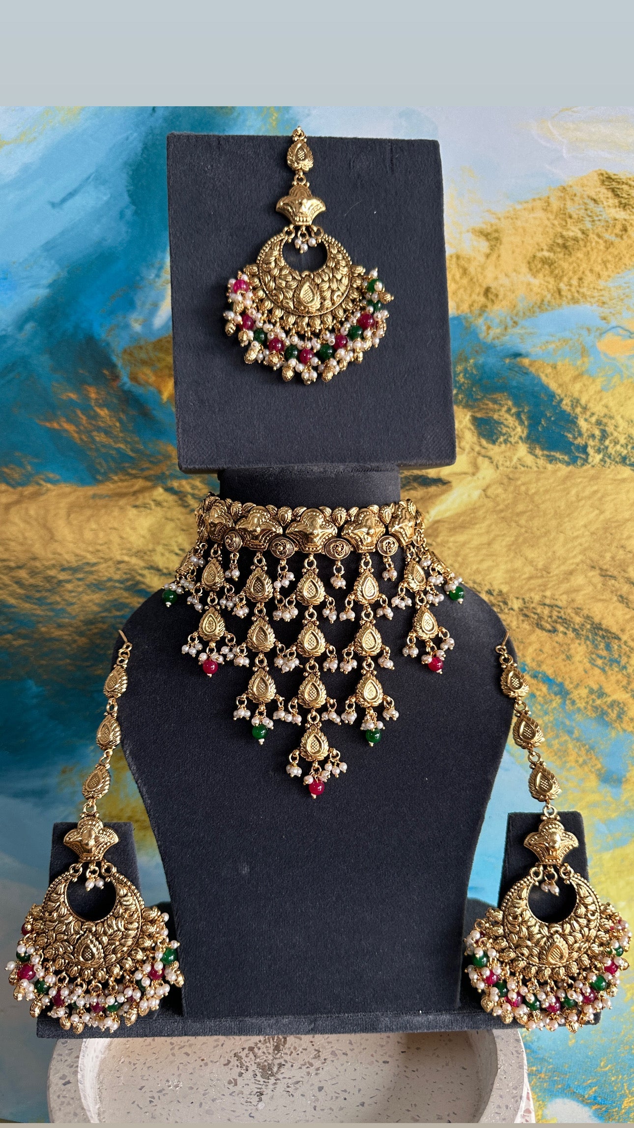 Deep- Gold plated Waterfall Chocker Set