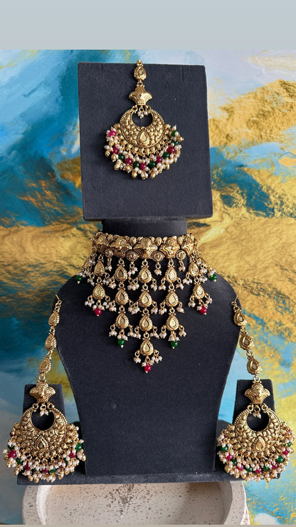 Deep- Gold plated Waterfall Chocker Set