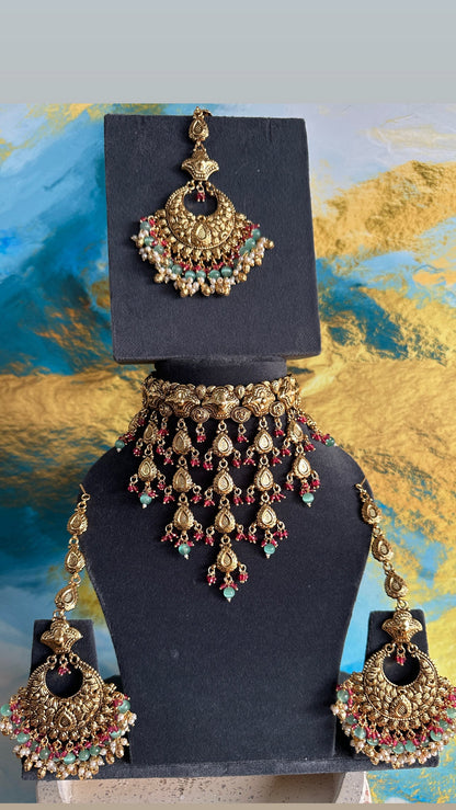 Deep- Gold plated Waterfall Chocker Set