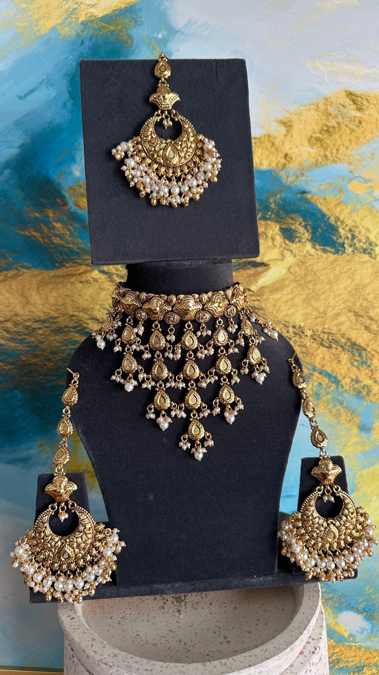 Deep- Gold plated Waterfall Chocker Set