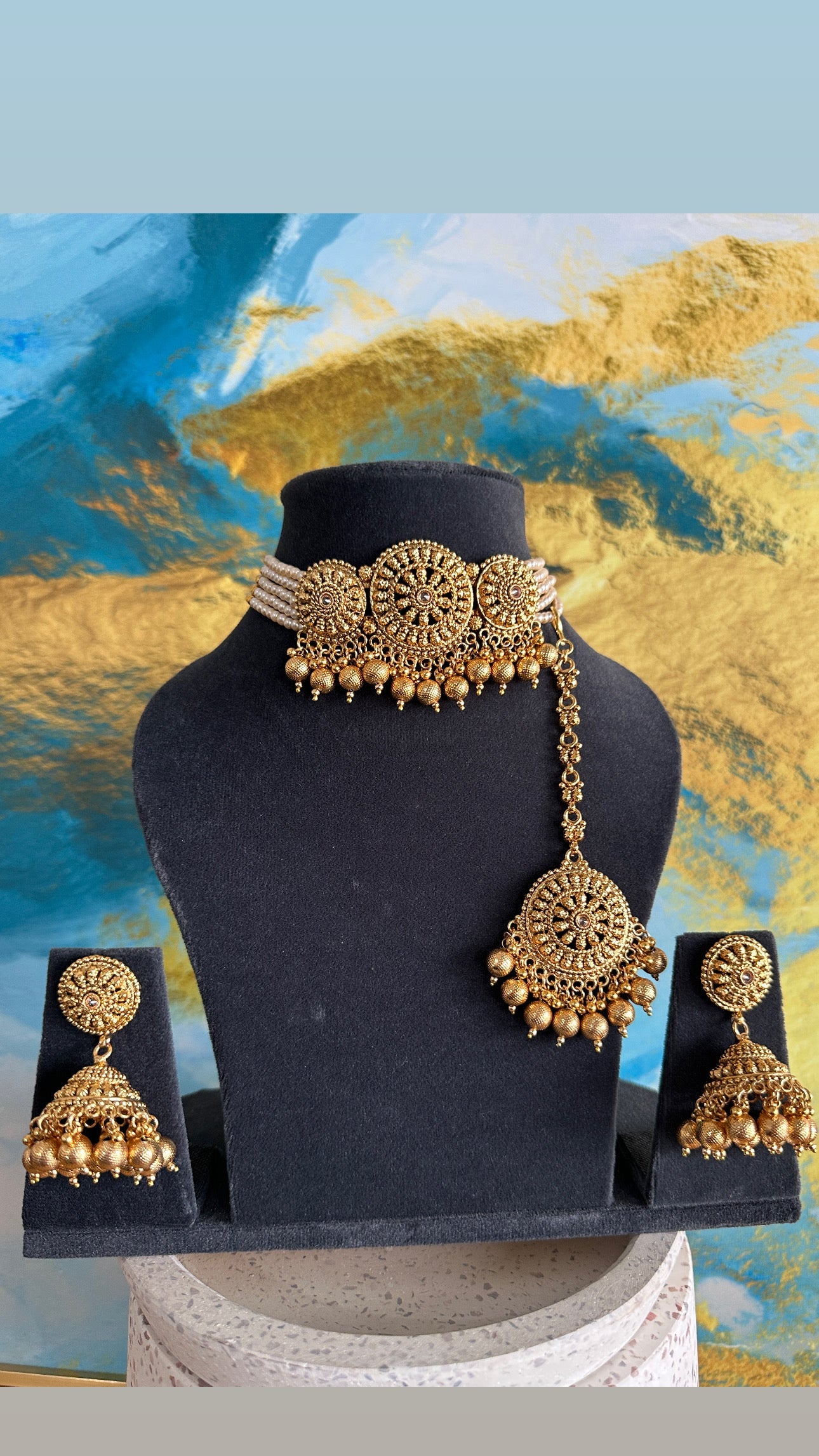 Dipti - Gold plated Chocker Set