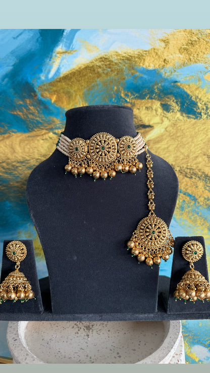 Dipti - Gold plated Chocker Set