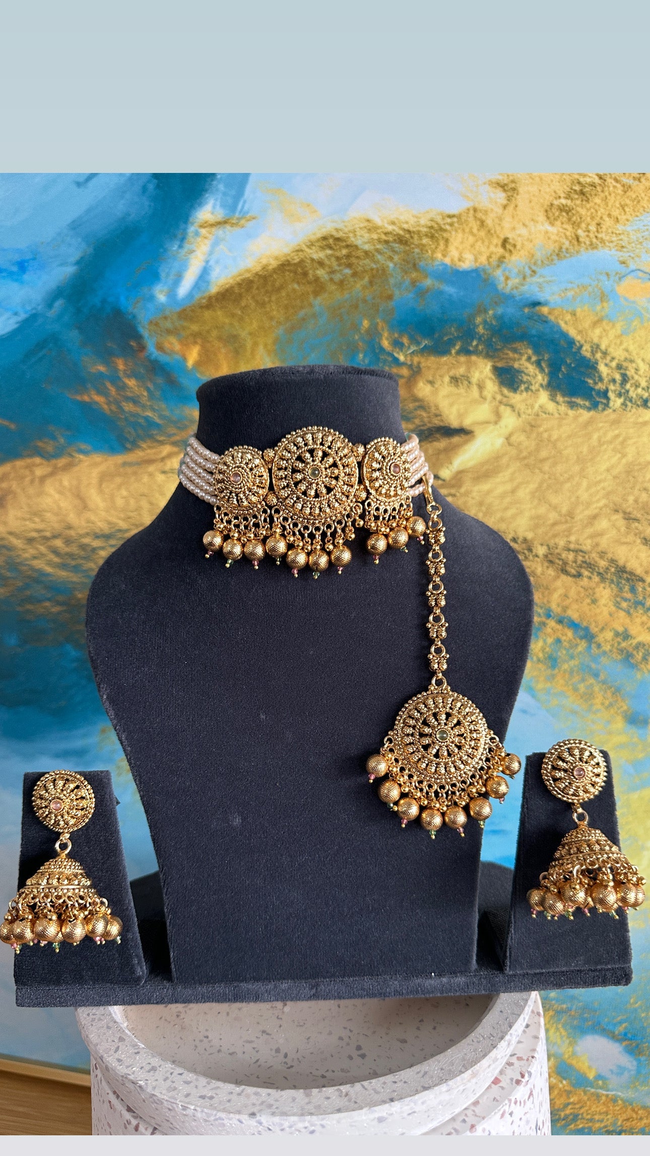 Dipti - Gold plated Chocker Set