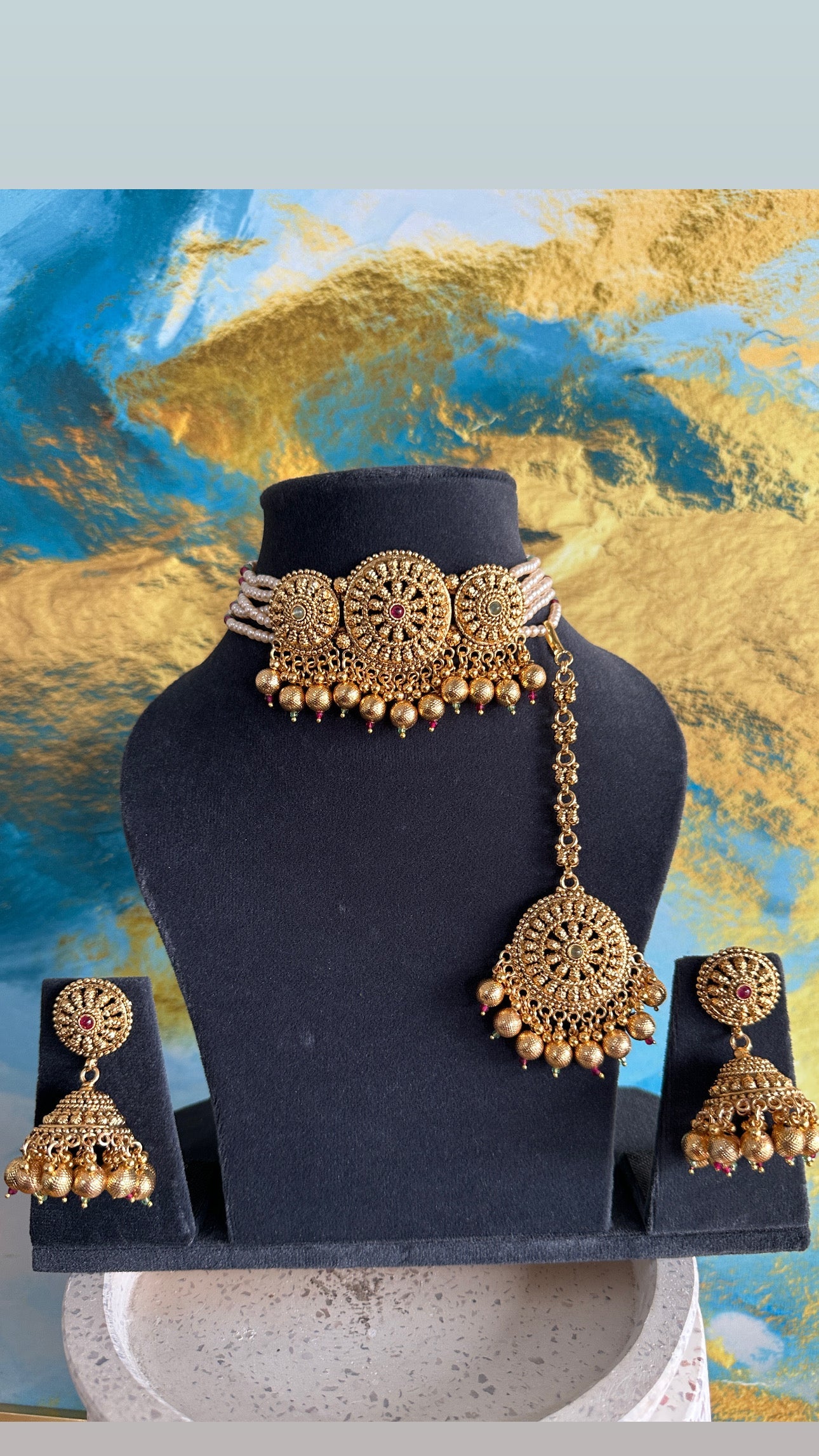 Dipti - Gold plated Chocker Set