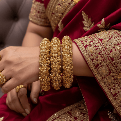 Dripti gold kangan bridal styled shot with traditional attire