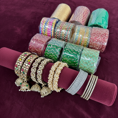 Exact bangles on burgundy velvet