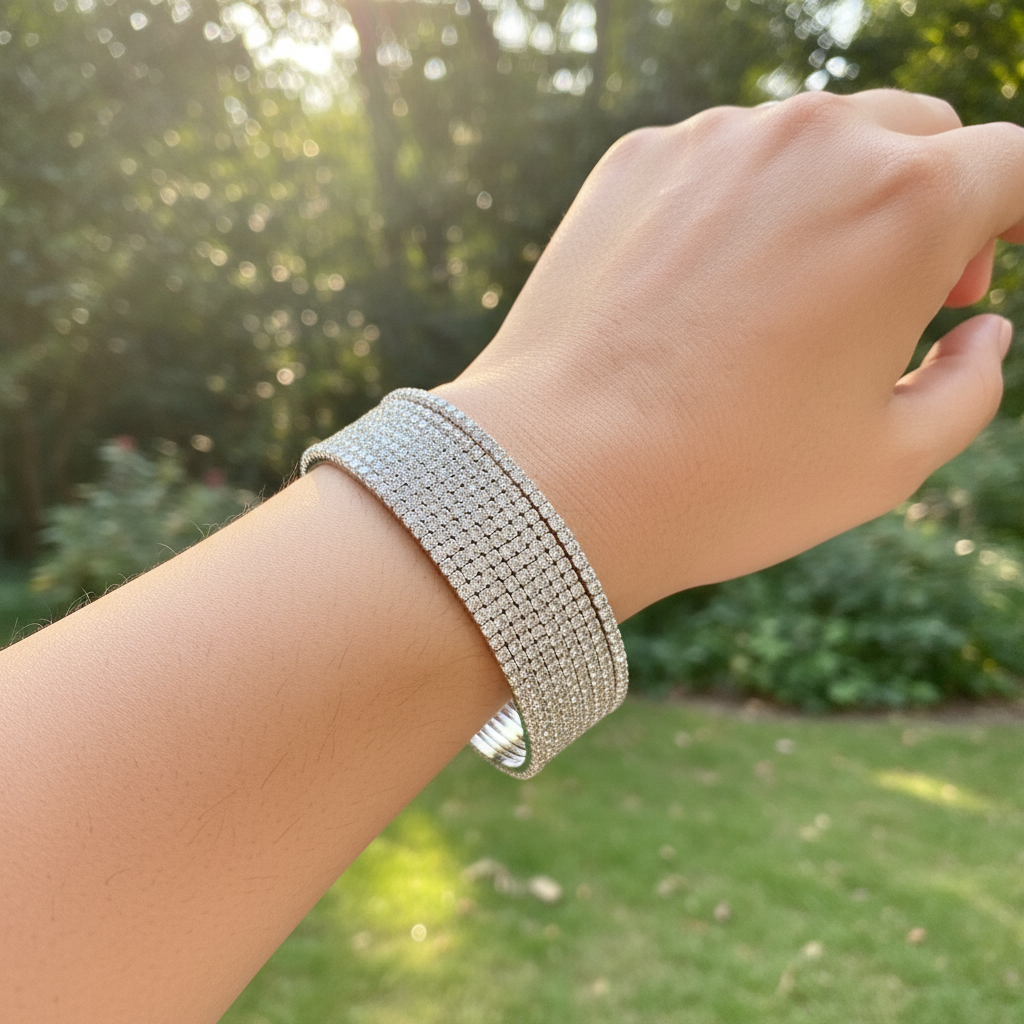 Sophia AD bangle set luxury lifestyle shot outdoors with natural light