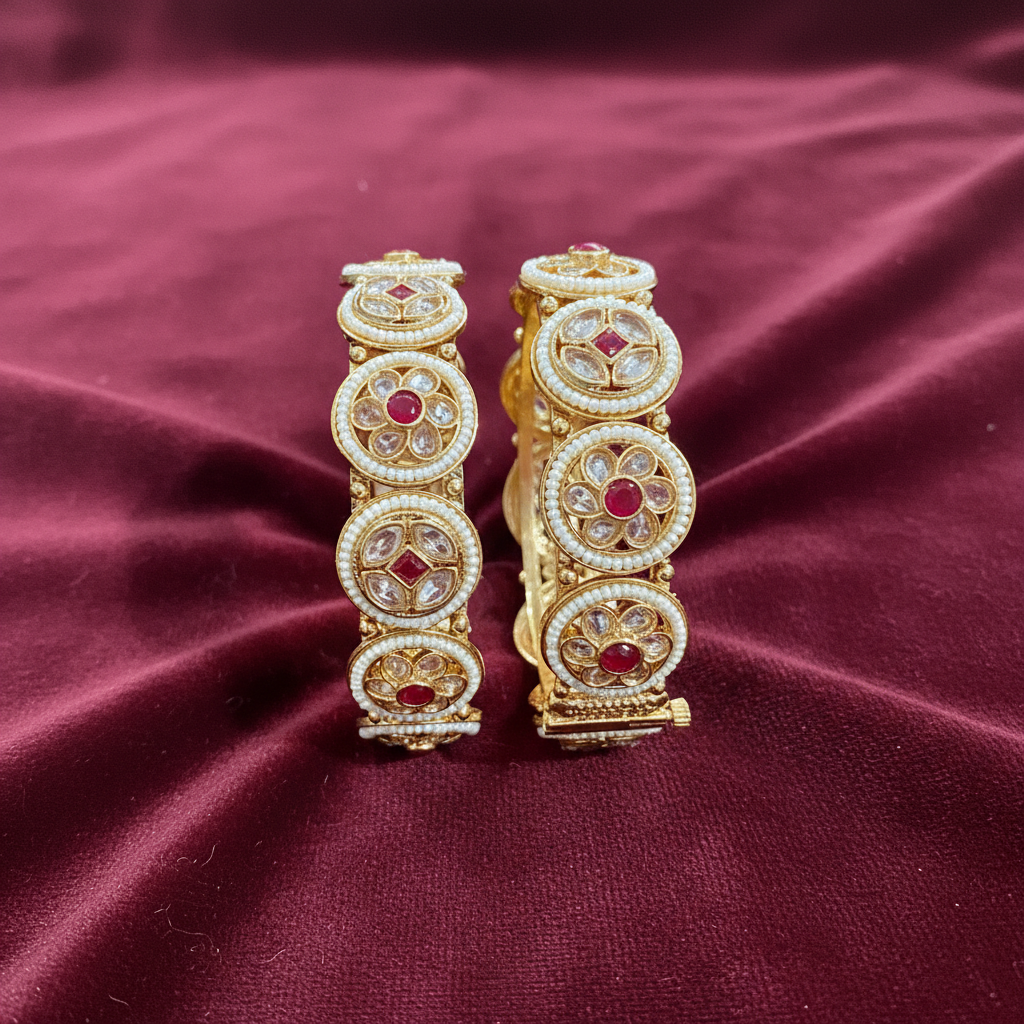 Bipasha kangan set on burgundy velvet luxury product shot