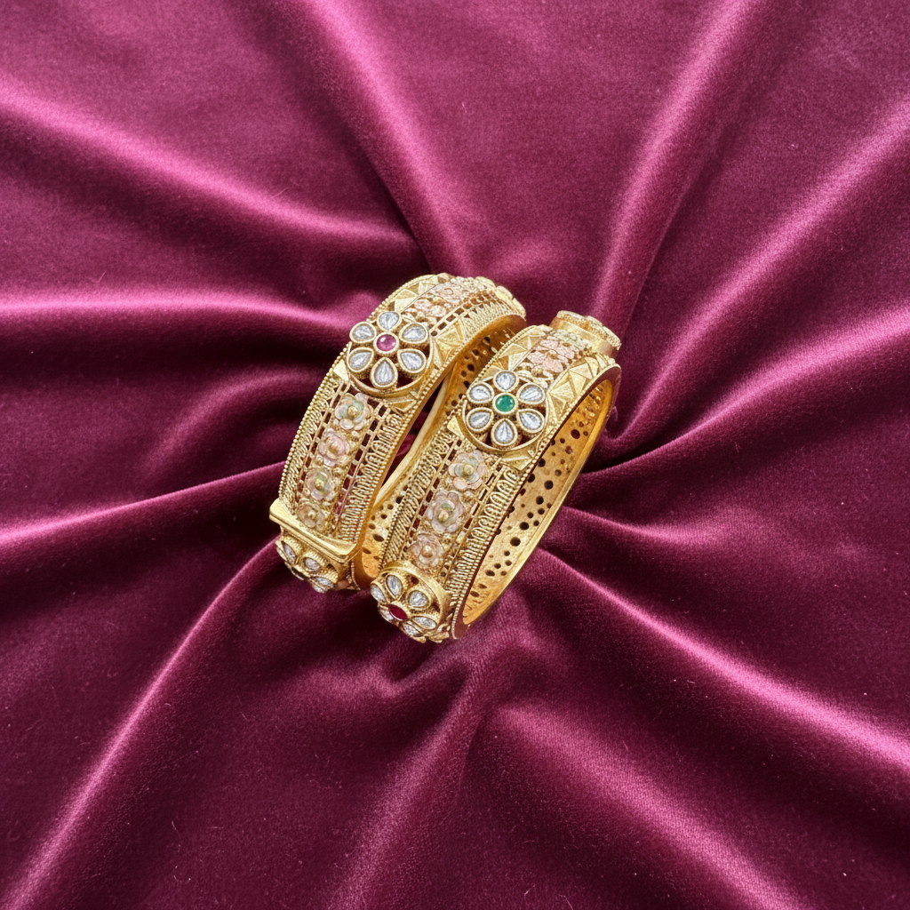 Dipasha kangan set on burgundy velvet with elegant draping