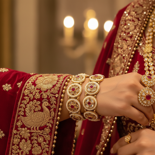 Bipasha gold kangan bridal styled shot with traditional attire