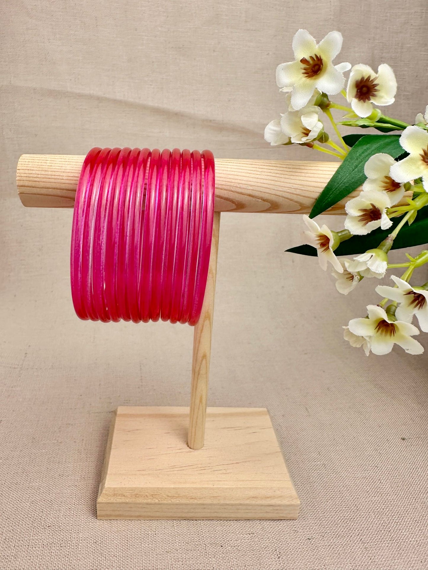 Ruby Mayra Jelly Glass Bangles displayed as a set of 12