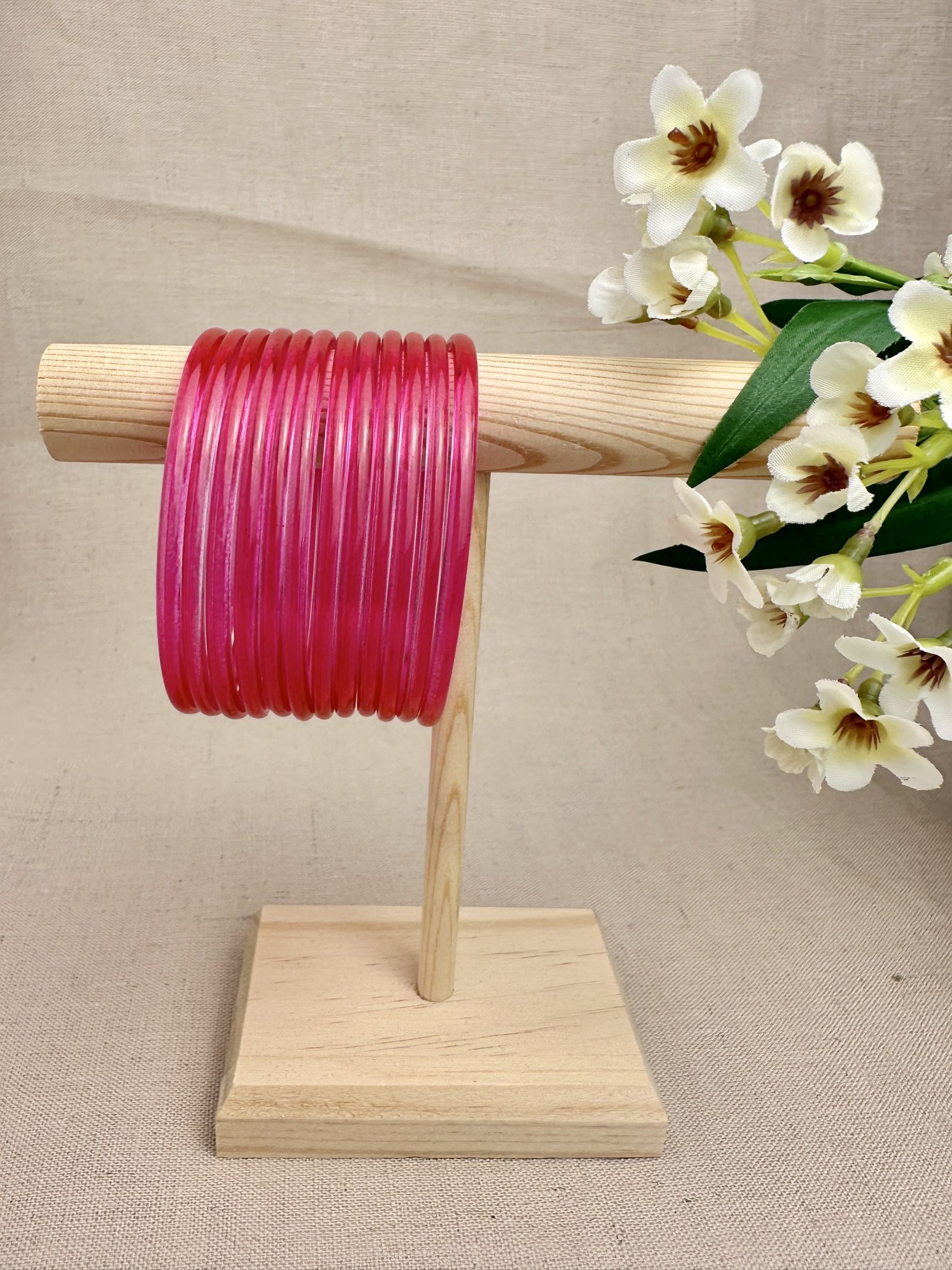 Ruby Mayra Jelly Glass Bangles displayed as a set of 12