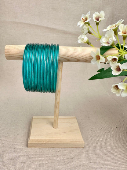 Teal Mayra Jelly Glass Bangles displayed as a set of 12