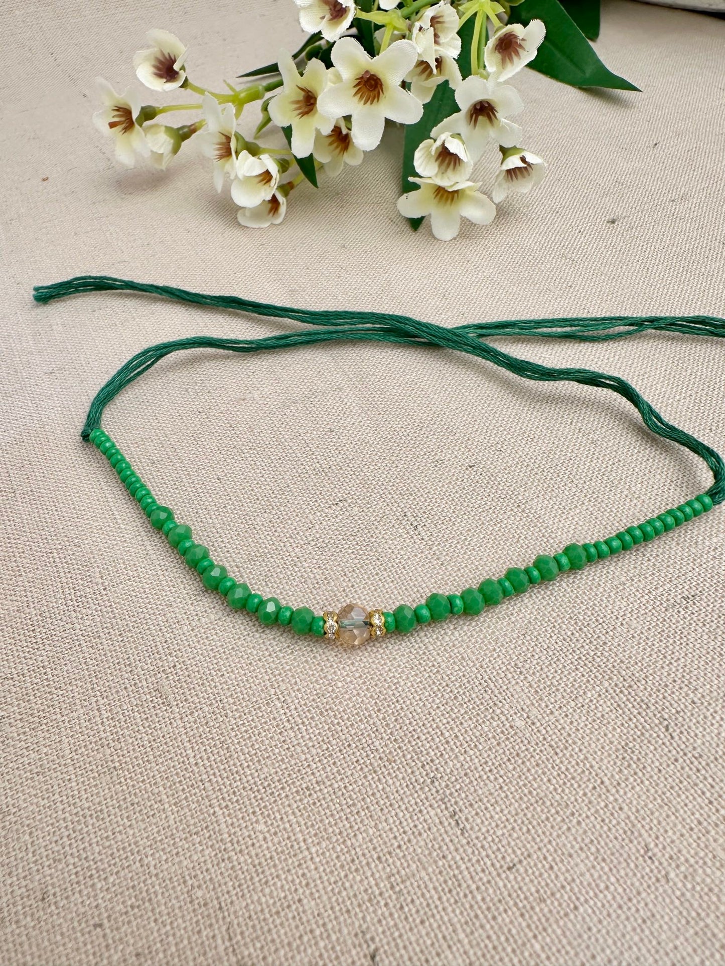 Noor Design 2 green beaded Rakhi dhaga showing an assorted colour option