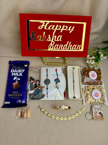 Brother and Bhabhi Rakhi gift box with alternate Rakhi designs.