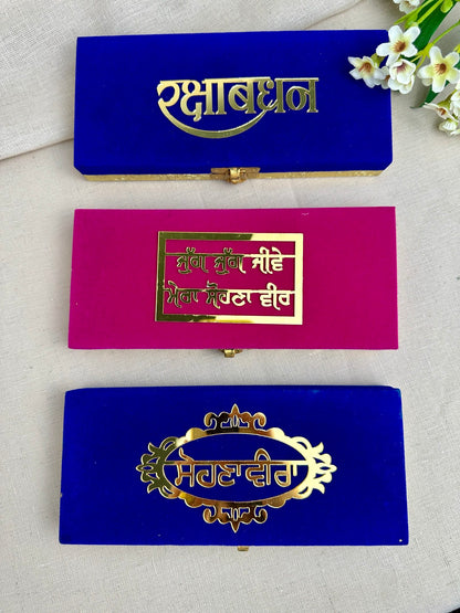     Rakhi-themed decorative gift box colour and design options