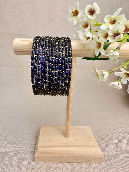Ruhani Raindrop Glass Bangles in indigo purple 