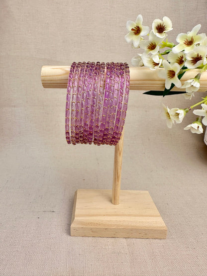 Ruhani Raindrop Glass Bangles in Lavender 