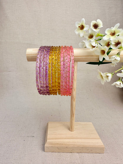 Ruhani Raindrop Glass Bangles in Pastel Mix