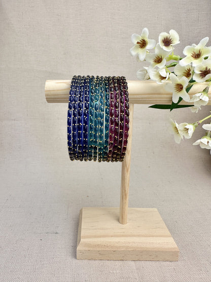 Ruhani Raindrop Glass Bangles in Jewel Tone Mix