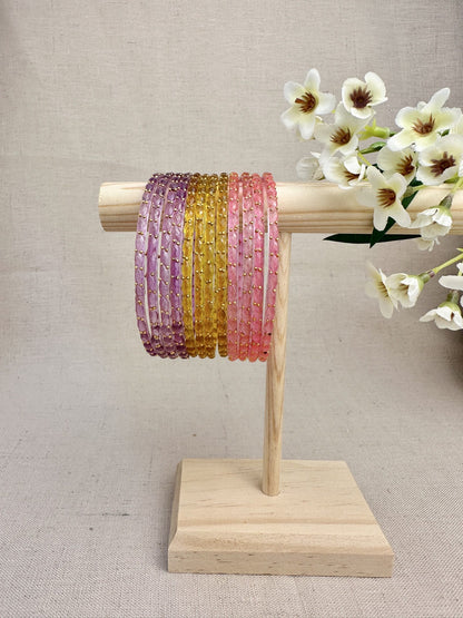Ruhani Raindrop Glass Bangles in Pastel Mix