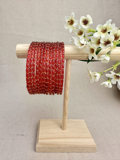 Ruhani Raindrop Glass Bangles in Red