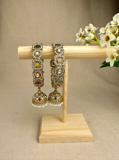 Saanjh Multicolour pearl jhumki kangan set of two