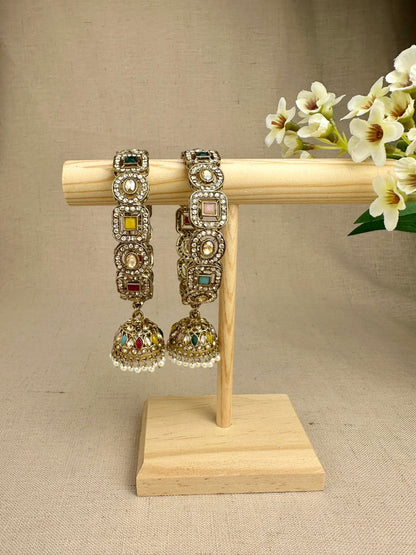 Saanjh Multicolour pearl jhumki kangan set of two